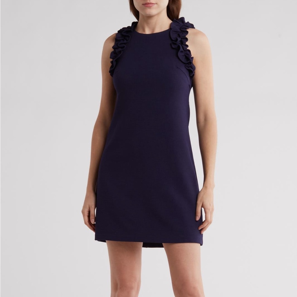 Vince Camuto Blue Ruffled Sheath Mini Dress - Picture 3 of 6